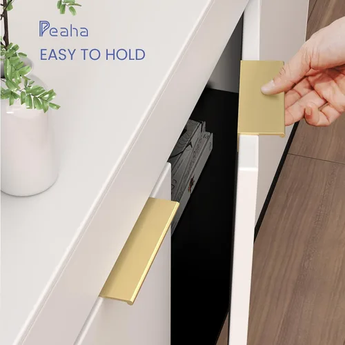 Miniatura 10 de Peaha Paquete de 10 manijas de gabinete de cocina de 1-5/16 pulgadas, tiradores negros para cajones de tocador, borde de puerta, tiradores de dedo