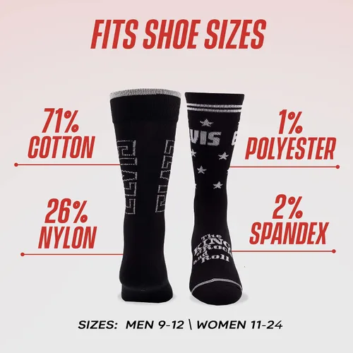 Miniatura 9 de PERRI'S SOCKS - Calcetines Elvis Crew con licencia oficial de Rock Band, calcetines divertidos suaves y transpirables para hombres y mujeres