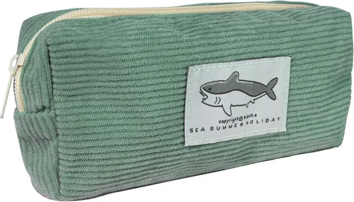 Miniatura 9 de Estuche pequeño para lápices con gran capacidad, estuche con diseño de tiburón, bolsa con cremallera gris para oficina, organizador de papelería