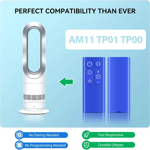 Miniatura 2 de Control remoto de ventilador de repuesto compatible con Dyson AM11 TP01 TP00 Pure Cool Fan Tower (color azul con batería)
