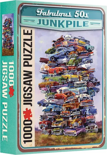 Miniatura 9 de TDC Games Rompecabezas de coche clásico fabuloso de los años 50, rompecabezas vintage de 1000 piezas para adultos
