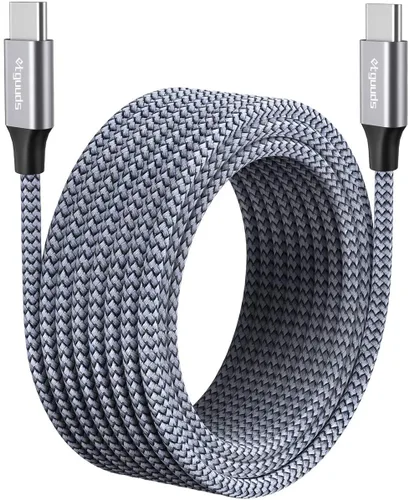 Miniatura 11 de etguuds Cable USB-C a USB-C extralargo - 16 pies/16.4 ft PD 60 W carga rápida, cable de carga de nailon trenzado doble duradero 2.0 - Negro