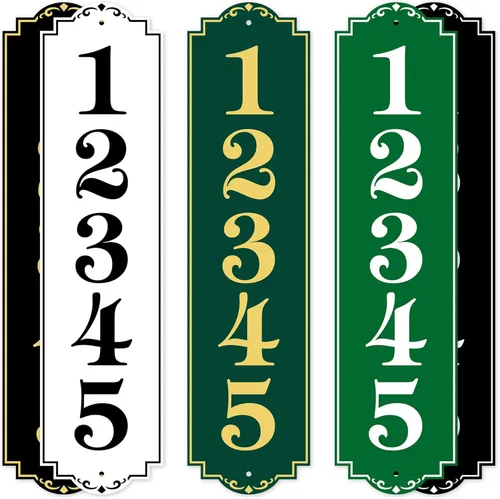 Señal Vertical de Dirección, Placa de Números de Casa, Uso en Interior/Exterior, 15x61 cm, 22 Colores, Opción Reflectante, Fabricado en EE. UU. por