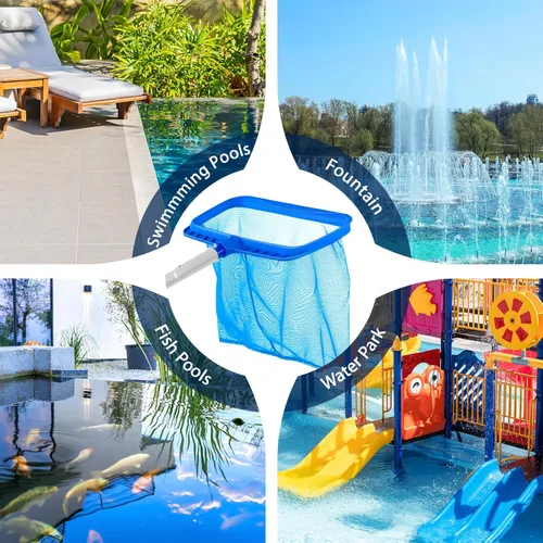 Miniatura 6 de Skimmer de Piscina - Red de Piscina con Poste, 4 Secciones, Poste Telescópico Ajustable de 26.4" a 66.5" de Largo y Red Skimmer de Piscina de Malla