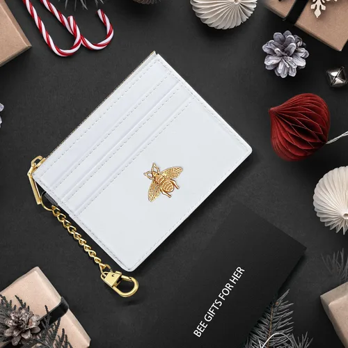 Miniatura 72 de SEAVILIA Tarjetero llavero cartera para mujer con ventana de identificación RFID monedero regalo abeja delgada minimalista pequeña cartera