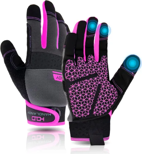 Miniatura 16 de AIGEVTURE Guantes de trabajo para hombre y mujer, guantes de jardinería de uso general con pantalla táctil, guantes de mecánico delgados de trabajo