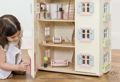 Miniatura 6 de Le Toy Van - Hermosa Casa de Muñecas de Madera Grande Cherry Tree Hall de 4 Pisos Juego de Juguetes para Niñas o Niños Excelente Como Regalo