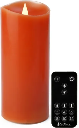 Velas LED sin llama de decoración navideña con control remoto, 3 x 7 pulgadas, pilar de cera real con temporizador para decoraciones de Navidad,
