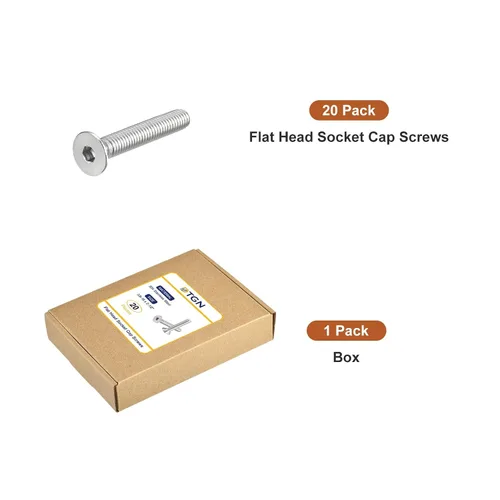 Miniatura 7 de DTGN Tornillos de cabeza plana de 3/8-16 x 2-1/2", paquete de 20 tornillos de cabeza plana de acero inoxidable 304, rosca completa, pernos