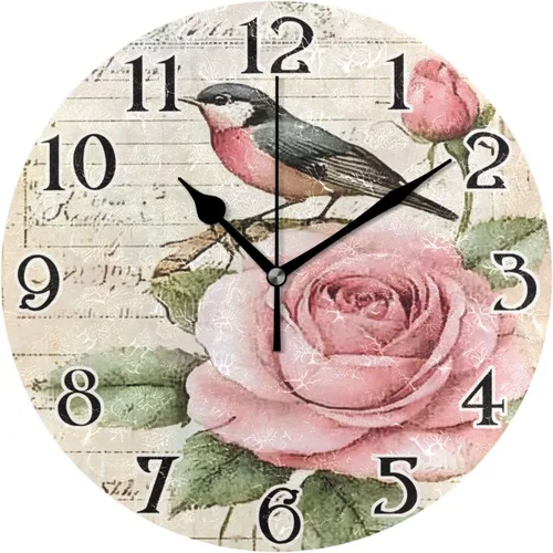 Miniatura 30 de Reloj de pared con mariposas moradas, silencioso, funciona con pilas, floral, sin tictac, decorativo, reloj analógico de cuarzo redondo de 9.5 A01