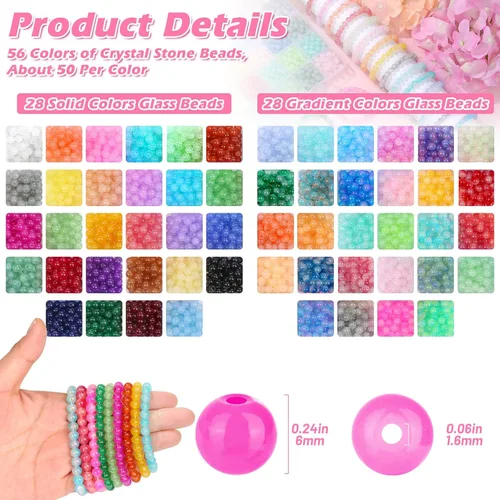 Miniatura 3 de shynek 2800 cuentas de cristal de 6 mm para pulseras, 56 colores de cuentas de cristal para hacer joyas, pulseras y manualidades DIY