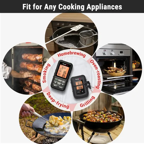 Miniatura 7 de Termómetro de carne inalámbrico digital ThermoPro TP20B negro de 152.4 m con sonda doble, termómetro de carne para cocinar alimentos digital
