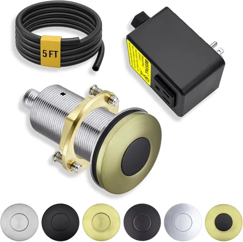Miniatura 23 de Kit de interruptor de aire para eliminación de basura BESTILL - Certificado UL, botón de presión de 3.6" de largo en acero inoxidable con acabado