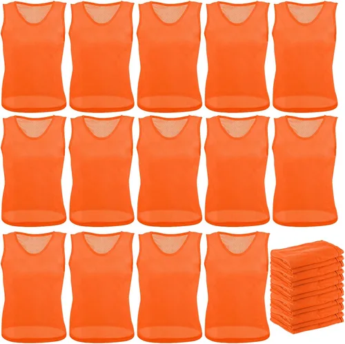 Miniatura 6 de Newcotte 24 piezas Pinnies Scrimmage Chalecos de práctica en equipo Jersey de malla de nailon Pennies para fútbol, baloncesto y deportes