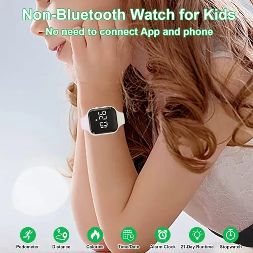 Miniatura 2 de Reloj con podómetro para niños sin aplicación/Bluetooth, reloj de pulsera deportivo LED con temporizador, calorías, distancia/contador de pasos, 2