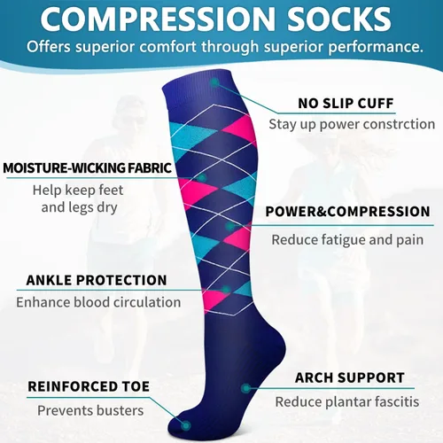 Miniatura 54 de 6 Pack Copper Compression Socks for Women and Men Circulation-Best Support for Medical, Running,Nursing,Athletic