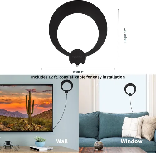 Miniatura 5 de Antennas Direct ClearStream Eclipse - Antena de TV UHF amplificada para interiores, reversible, rango de más de 50 millas, con cable de 12 pies