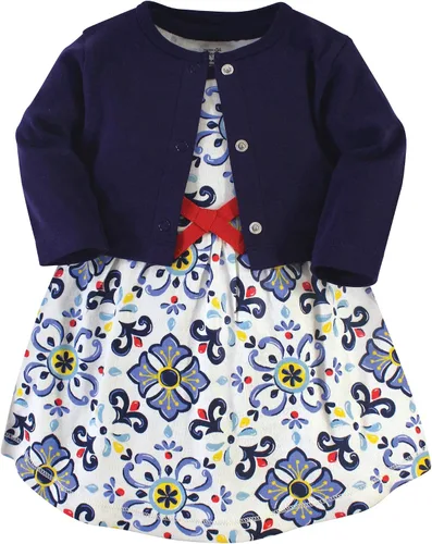 Touched by Nature Baby Girl Organic Cotton Dress and Cardigan