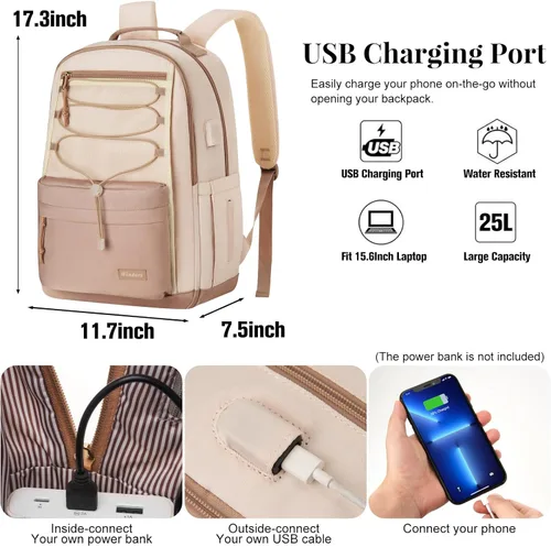 Miniatura 5 de WINDARS Mochila Escolar para Adolescentes Niñas, Mochila Universitaria Estética Bolsa de Libros Grande para Mujeres Estudiantes Bolsa de Moda