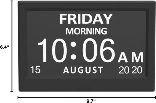 Miniatura 7 de AINFTIME Reloj DST con día y fecha para ancianos, 3 pantallas, calendario digital, alarma, día, demencia, Alzheimer, reloj con pantalla extragrande