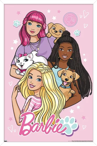 Miniatura 10 de Mattel Barbie - Bonito póster de pared, 22.4 pulgadas de largo x 14.7 pulgadas de ancho, versión enmarcada de madera de granero