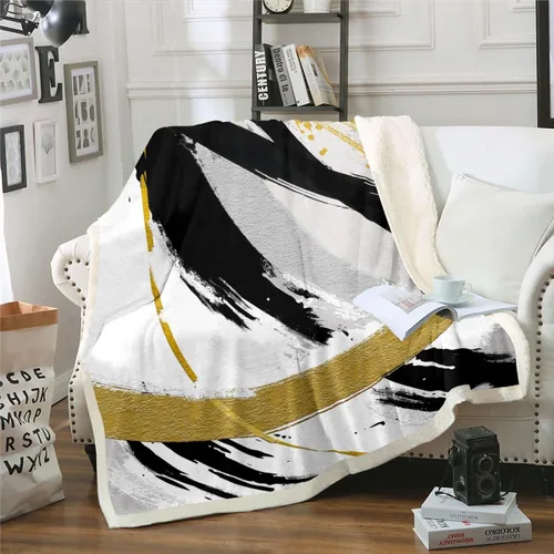 Miniatura 23 de Erosebridal Manta de sherpa moderna para niños y adolescentes, color naranja, verde azulado, negro, manta para silla, manta de forro polar con rayas