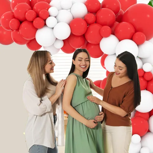 Miniatura 6 de Kit de arco de globos rojos y blancos, guirnalda de arco de globos rojos y blancos, 112 piezas para bodas, despedidas de soltera, cumpleaños