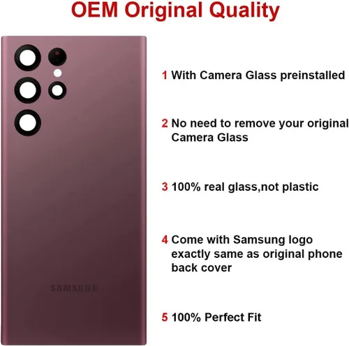 Miniatura 3 de Reemplazo de cristal trasero trasero para Samsung Galaxy S22 Ultra 6.8 pulgadas 5G con kit de herramientas de reparación y adhesivo preinstalado