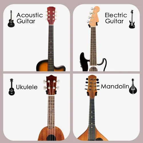 Miniatura 6 de SNIGJAT Percha para guitarra, paquete de 2 soportes de pared para guitarra acústica, bajo, banjo, mandolina, accesorios para instrumentos musicales
