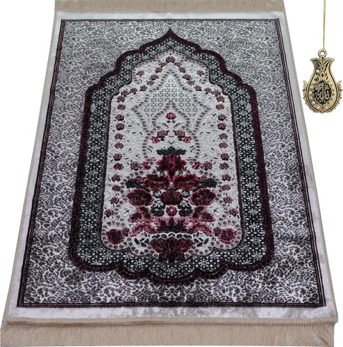 Modefa Alfombra de oración de terciopelo islámico turco, alfombra de oración para hombres y mujeres, diseño tradicional musulmán Janamaz Sajada,