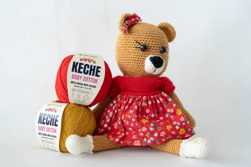 Miniatura 4 de Keche Hilo de algodón, 60% algodón, 40% hilo acrílico, hilo de algodón suave para crochet y tejer, hilo amigurumi, 1 madeja/bola, 1.76 onzas (50g)