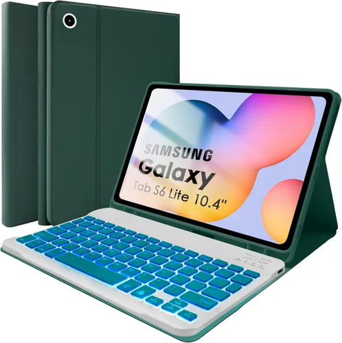 Miniatura 9 de SOPPY Funda de teclado retroiluminada para Samsung Galaxy Tab S6 Lite de 10.4 pulgadas 2022/2020(SM-P610/P613/P615/P619), funda de teclado delgada