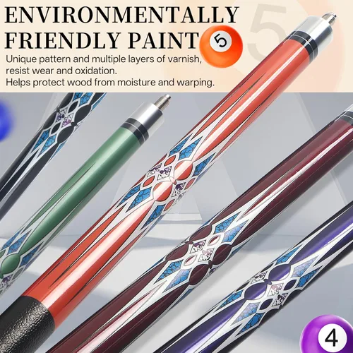 Miniatura 7 de Kmise Pool Stick Set of - 58" Pool Cue Stick, Canadian Maple Professional Billiards Pool Cue, Pool Sticks for Adults, 18~21oz Multiple Colors Set