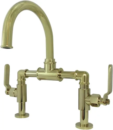 Miniatura 15 de Kingston Brass KS2176KL Whitaker Bridge - Grifo de baño, 13.38 x 6.5 x 12.5, níquel pulido