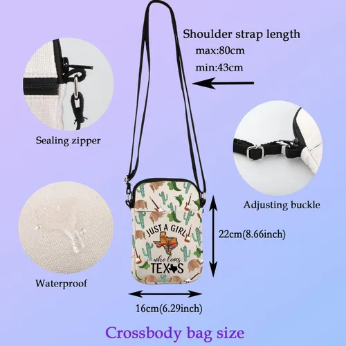 Miniatura 2 de XYANFA Bolsa de maquillaje de lona de regalo occidental para amantes de la ciudad del oeste, bolsa de lona con cremallera (bolsa cruzada texx)