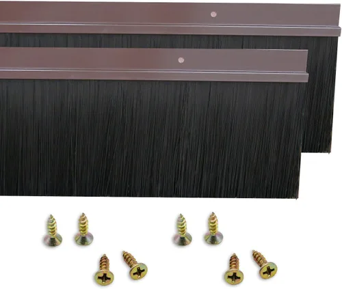 Miniatura 8 de Paquete de 2 barridos inferiores de puerta, soporte de aleación de aluminio en forma de H para la parte inferior de la puerta con cepillo de nailon