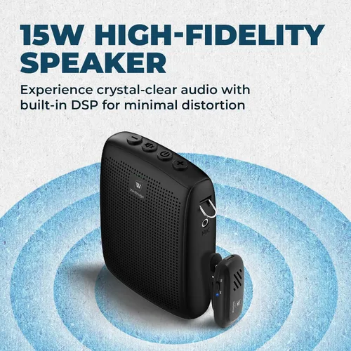 Miniatura 2 de WinBridge - Amplificador de voz inalámbrico con micrófono de solapa Bluetooth Lavalier para profesores, altavoz portátil y sistema de micrófono
