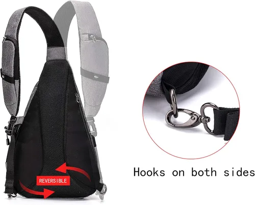 Miniatura 7 de TurnWay - Bolsa bandolera impermeable, bolsa cruzada, bolsa al hombro, con puerto de carga USB para viajes, senderismo, ciclismo, campamento Gris