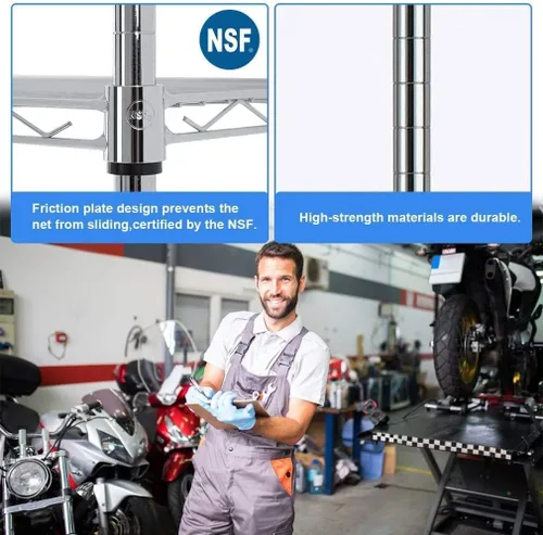 Miniatura 3 de Estantes de almacenamiento de 5 niveles, capacidad de 1250 libras, estantería de alambre resistente, estante de metal NSF, estante de almacenamiento