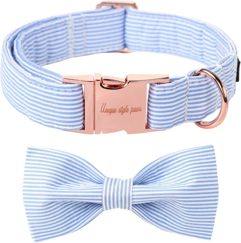 Miniatura 26 de Unique style paws Collar de perro para el día de San Valentín con lazo de flores, collar de cachorro de corazón azul, el mejor regalo para niños