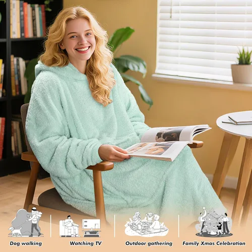 Miniatura 2 de Catalonia Sudadera extragrande tipo manta con capucha, sudadera de forro polar para descansar, regalo para adulto, mujer, hombre, niños, esposa