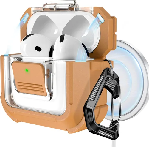 Miniatura 25 de RFUNGUANGO Funda para AirPods Pro 2, compatible con AirPods Pro de 2ª/1ª generación, compatible con MagSafe, bloqueo automático magnético con kit