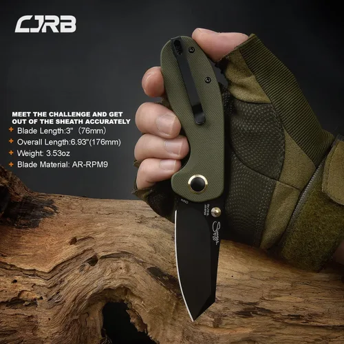 Miniatura 5 de CJRB Navaja de bolsillo plegable Maileah Cuchillo táctico con AR-RPM9 de acero en polvo Balde y G10 pequeño cuchillo táctico de bolsillo EDC
