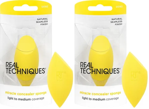Real Techniques Miracle Concealer Sponge, esponja de mezcla de maquillaje para corrector líquido y crema, forma alargada para una aplicación precisa