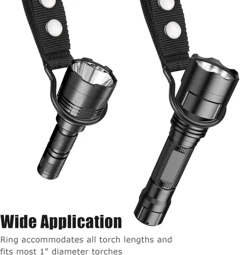 Miniatura 4 de UIInosoo - Soporte de anillo de linterna de nailon con doble clip para cinturón de servicio, mantiene la linterna de célula D/C Negro 1 paquete