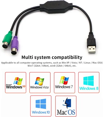 Miniatura 4 de PS/2 to USB Adapter Cable, 4Pack PS2 Female to USB Male Converter Connector Adapter for PC Keyboard