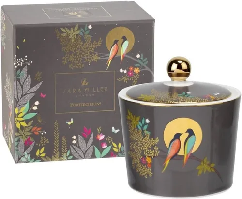 Portmeirion Sara Miller Chelsea - Azucarero cubierto de 10 onzas, porcelana fina con acento de oro de 22 quilates, recipiente decorativo para azúcar
