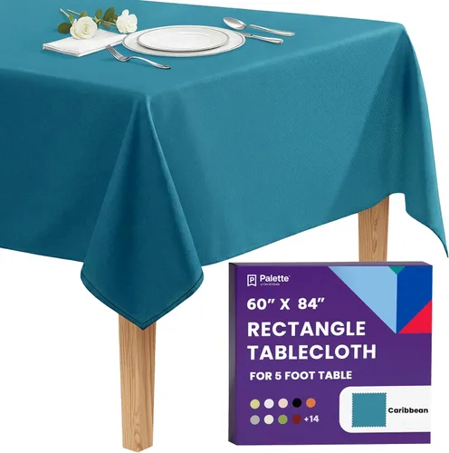 Miniatura 24 de Gee Di Moda - Mantel rectangular de 60 x 84 pulgadas – Mantel rectangular de poliéster lavable para mesa de 5 pies