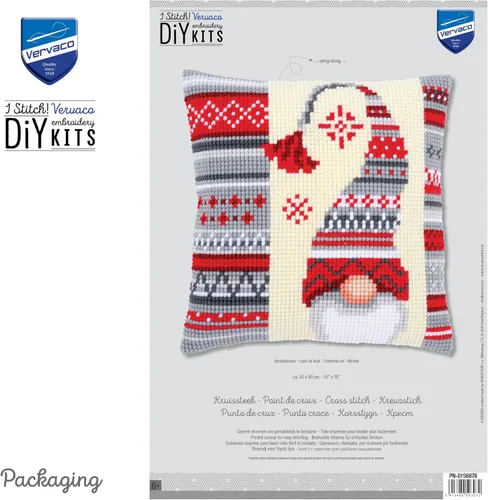 Miniatura 3 de Vervaco Kit de cojín de punto de cruz Elfo de Navidad 2 16" x 16