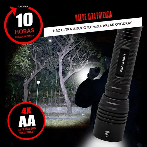 Miniatura 2 de GearLight S2000 - Linterna LED de alto lúmen, súper brillante, potente, táctica de tamaño mediano para actividades al aire libre y uso de emergencia